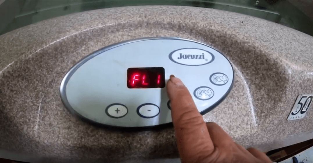 FL1 error code displayed on a Jacuzzi hot tub control panel