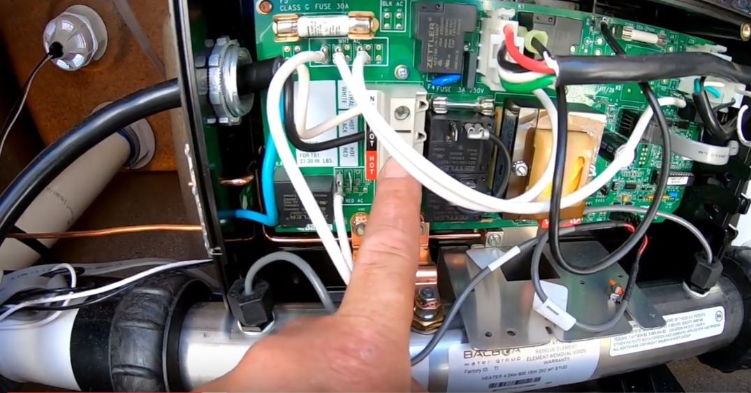 Pointing out components inside a spa control pack